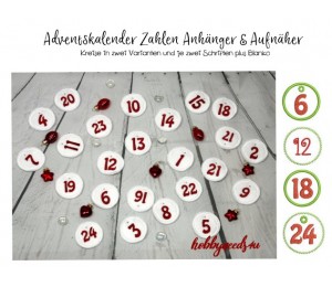 Stickserie - ITH Adventskalender Aufnäher & Anhänger Kreis Zahlen